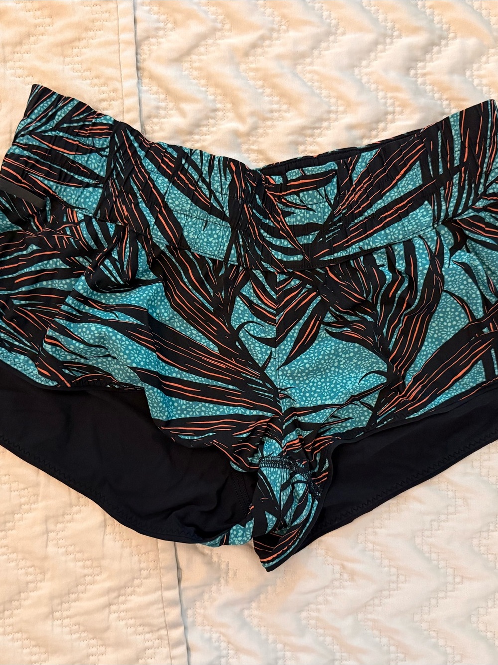 lululemon athletica Teal Tropical Print Athletic Shorts